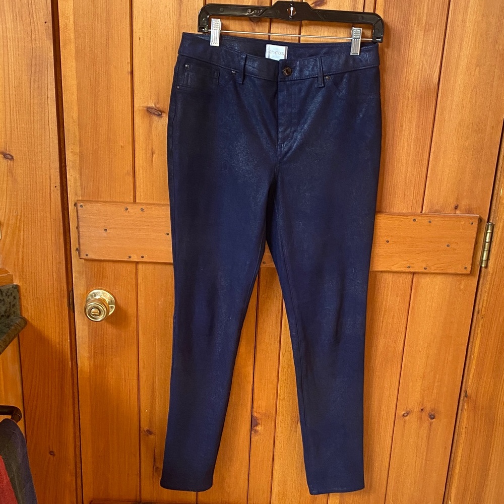Chico's Dark Blue vegan suede Ankle Jeans